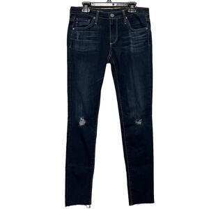 Adriano Goldschmied Distressed Dark Wash The Legging Ankle Jeans